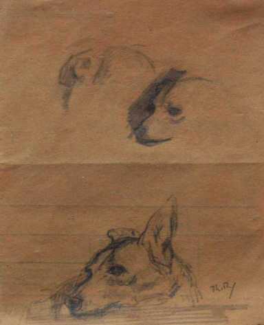 Study of  Dog Heads by Theodore Roussel 